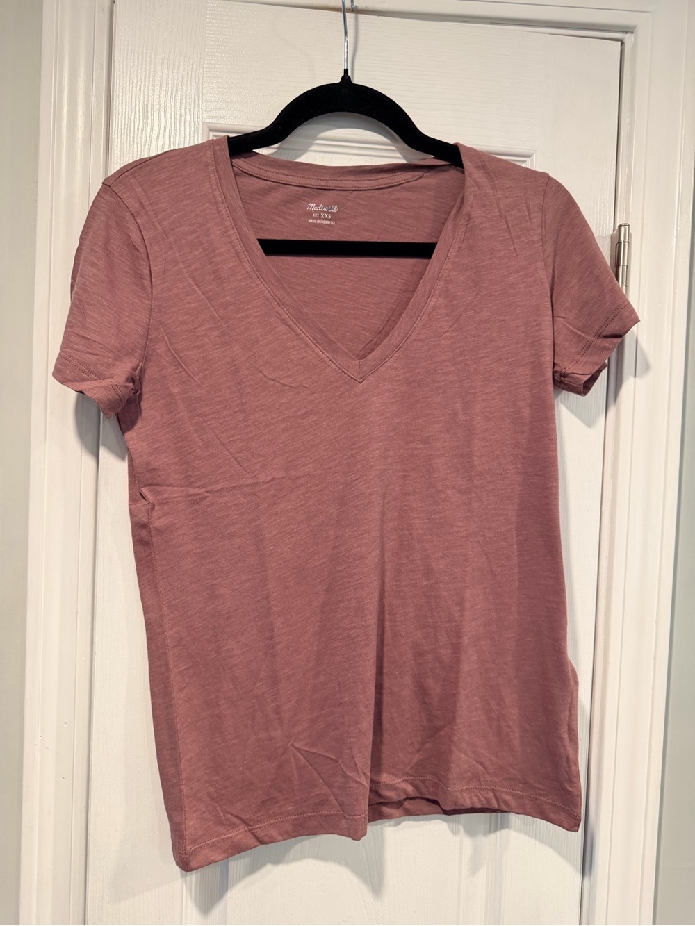 NWOT Madewell Size XXS Lavender V Neck Short Sleeve Lightweight Slub Cotton Top
